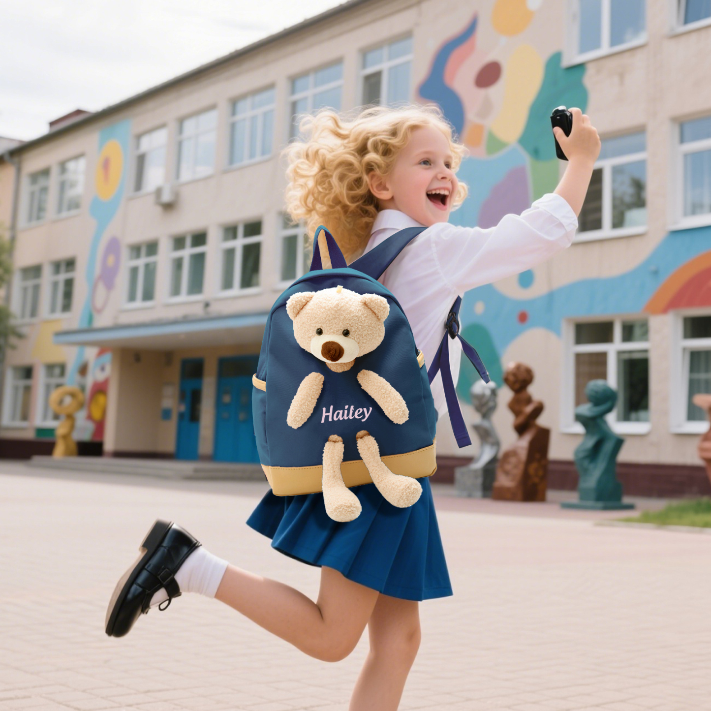 Personalized Teddy Bear Children's Backpack – Custom Name Rucksack, Cute Plush School Bag for Kids (Multiple Colours) – Back to School Gift | Lorajewel