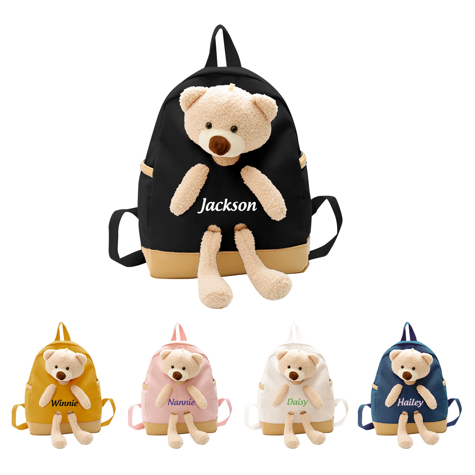 Personalized Teddy Bear Children's Backpack – Custom Name Rucksack, Cute Plush School Bag for Kids (Multiple Colours) – Back to School Gift | Lorajewel