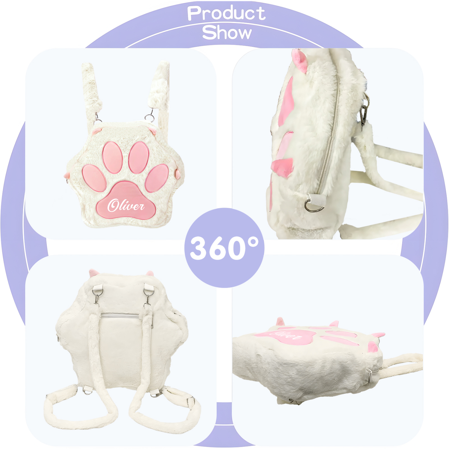 Personalized Paw Print Kids Backpack – Custom Name Plush Rucksack, Adorable Animal Paw Bag (6 Colours Available) – Back to School Gift | Lorajewel