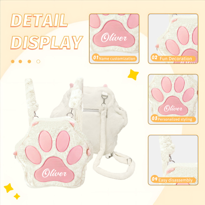 Personalized Paw Print Kids Backpack – Custom Name Plush Rucksack, Adorable Animal Paw Bag (6 Colours Available) – Back to School Gift | Lorajewel