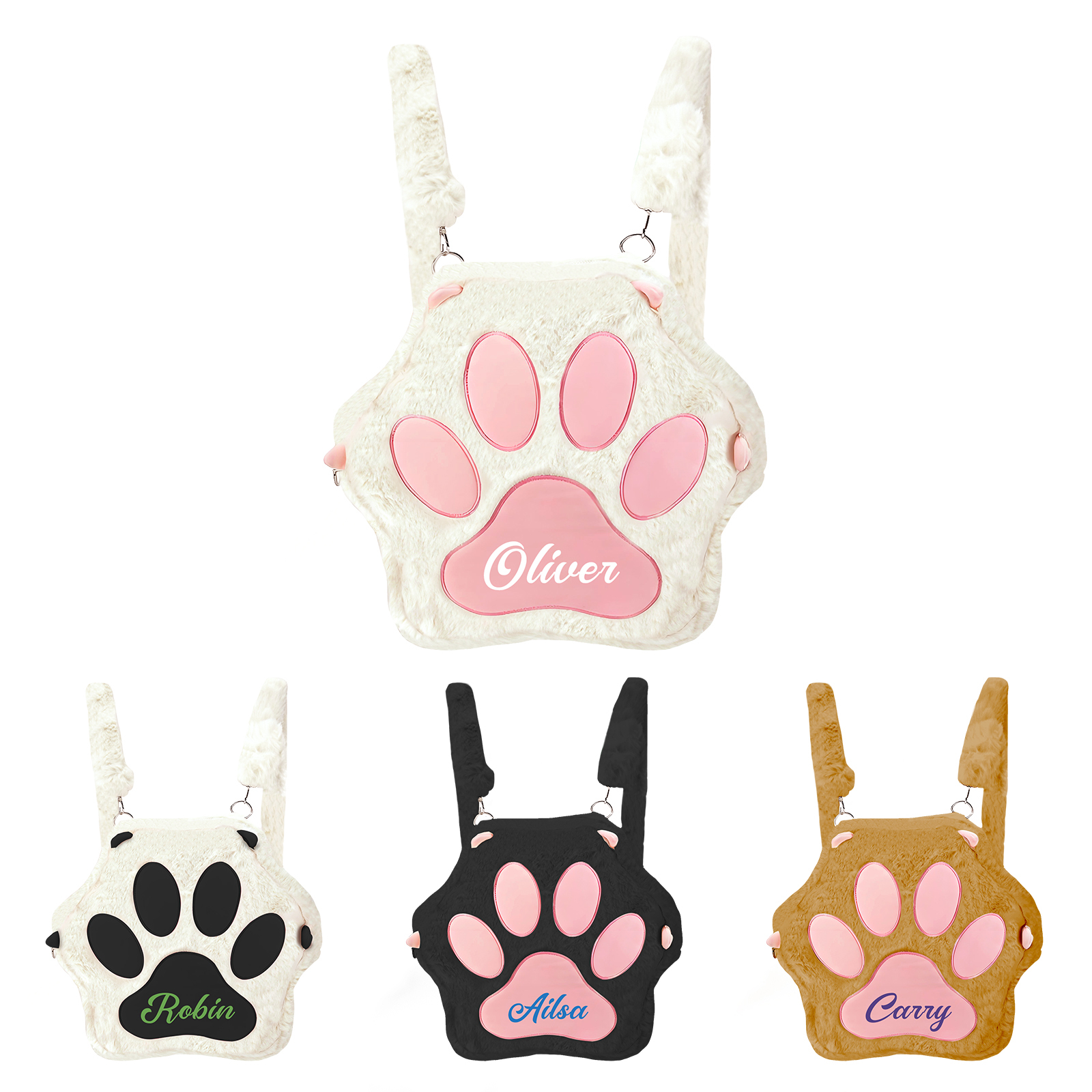 Personalized Paw Print Kids Backpack – Custom Name Plush Rucksack, Adorable Animal Paw Bag (6 Colours Available) – Back to School Gift | Lorajewel