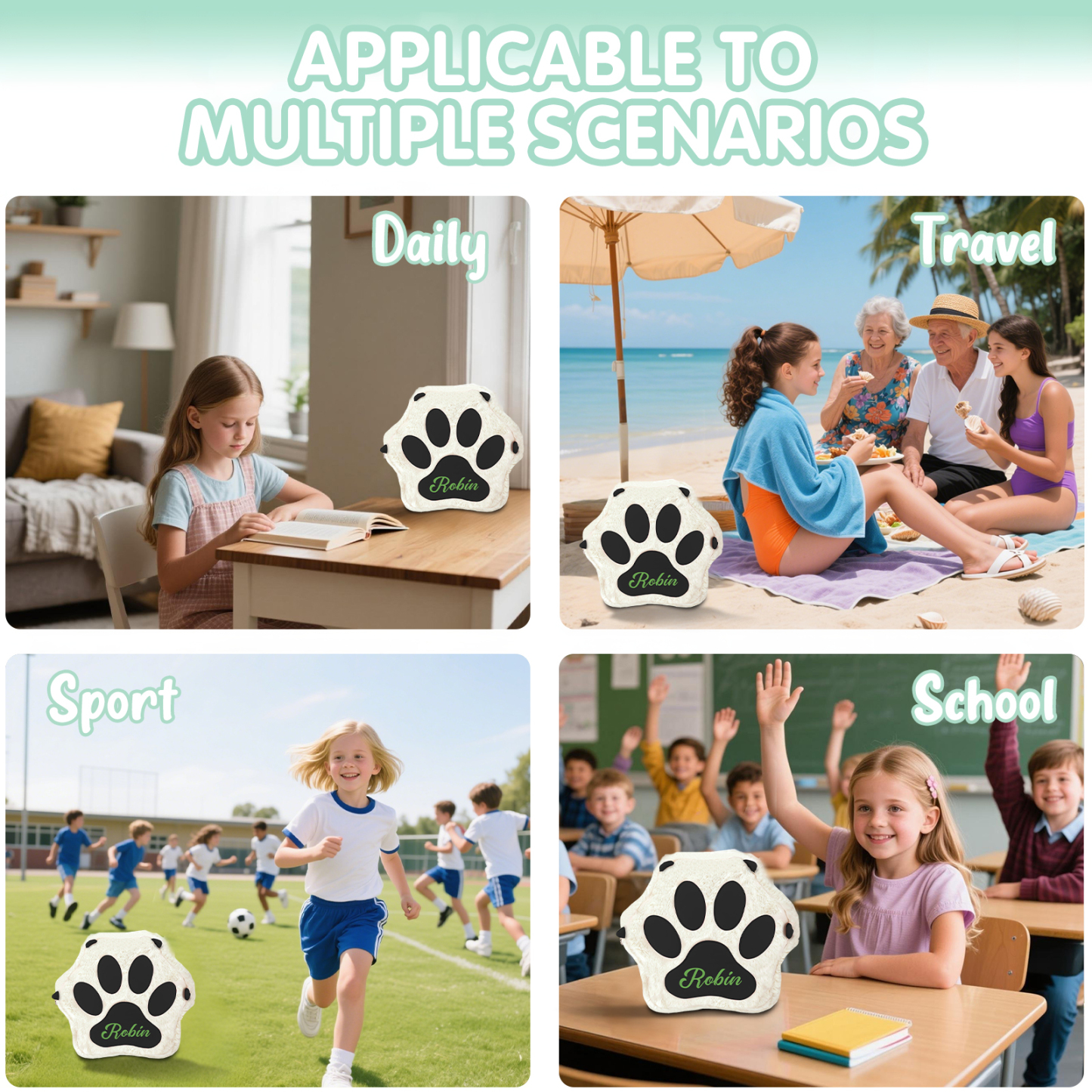Personalized Paw Print Kids Backpack – Custom Name Plush Rucksack, Adorable Animal Paw Bag (6 Colours Available) – Back to School Gift | Lorajewel