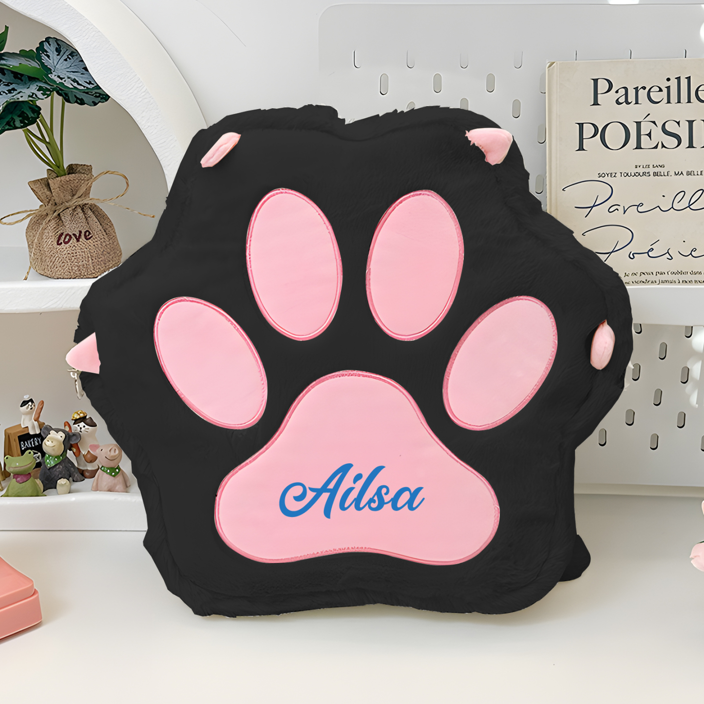 Personalized Paw Print Kids Backpack – Custom Name Plush Rucksack, Adorable Animal Paw Bag (6 Colours Available) – Back to School Gift | Lorajewel