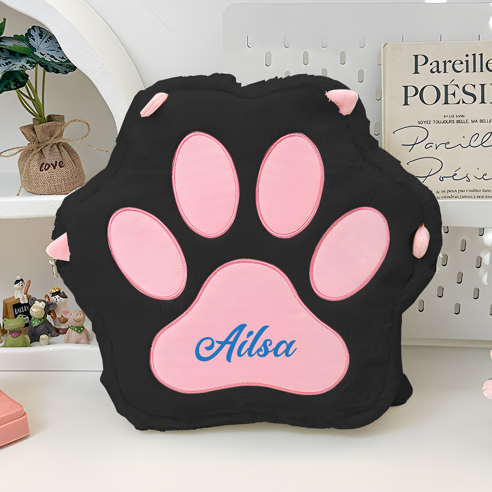 Personalized Paw Print Kids Backpack – Custom Name Plush Rucksack, Adorable Animal Paw Bag (6 Colours Available) – Back to School Gift | Lorajewel