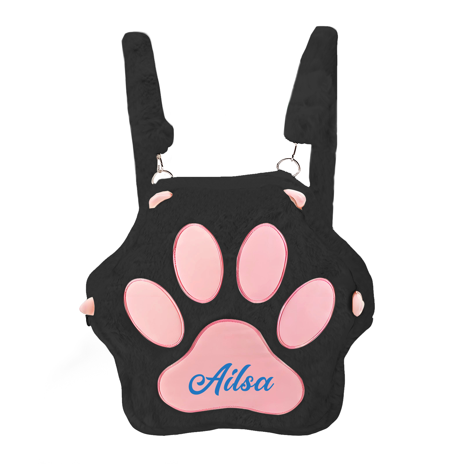 Personalized Paw Print Kids Backpack – Custom Name Plush Rucksack, Adorable Animal Paw Bag (6 Colours Available) – Back to School Gift | Lorajewel