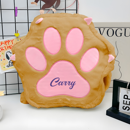 Personalized Paw Print Kids Backpack – Custom Name Plush Rucksack, Adorable Animal Paw Bag (6 Colours Available) – Back to School Gift | Lorajewel