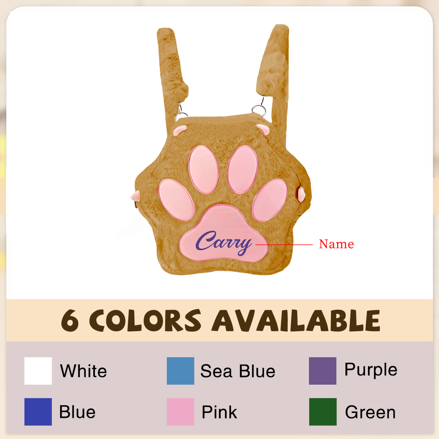 Personalized Paw Print Kids Backpack – Custom Name Plush Rucksack, Adorable Animal Paw Bag (6 Colours Available) – Back to School Gift | Lorajewel