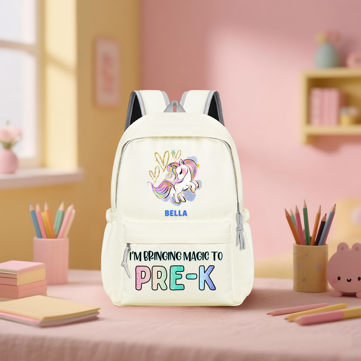Personalized Unicorn Children's Backpack – Custom Name & Message, Magical School Rucksack for Girls (Multiple Colours) – Back to School Gift | Lorajewel
