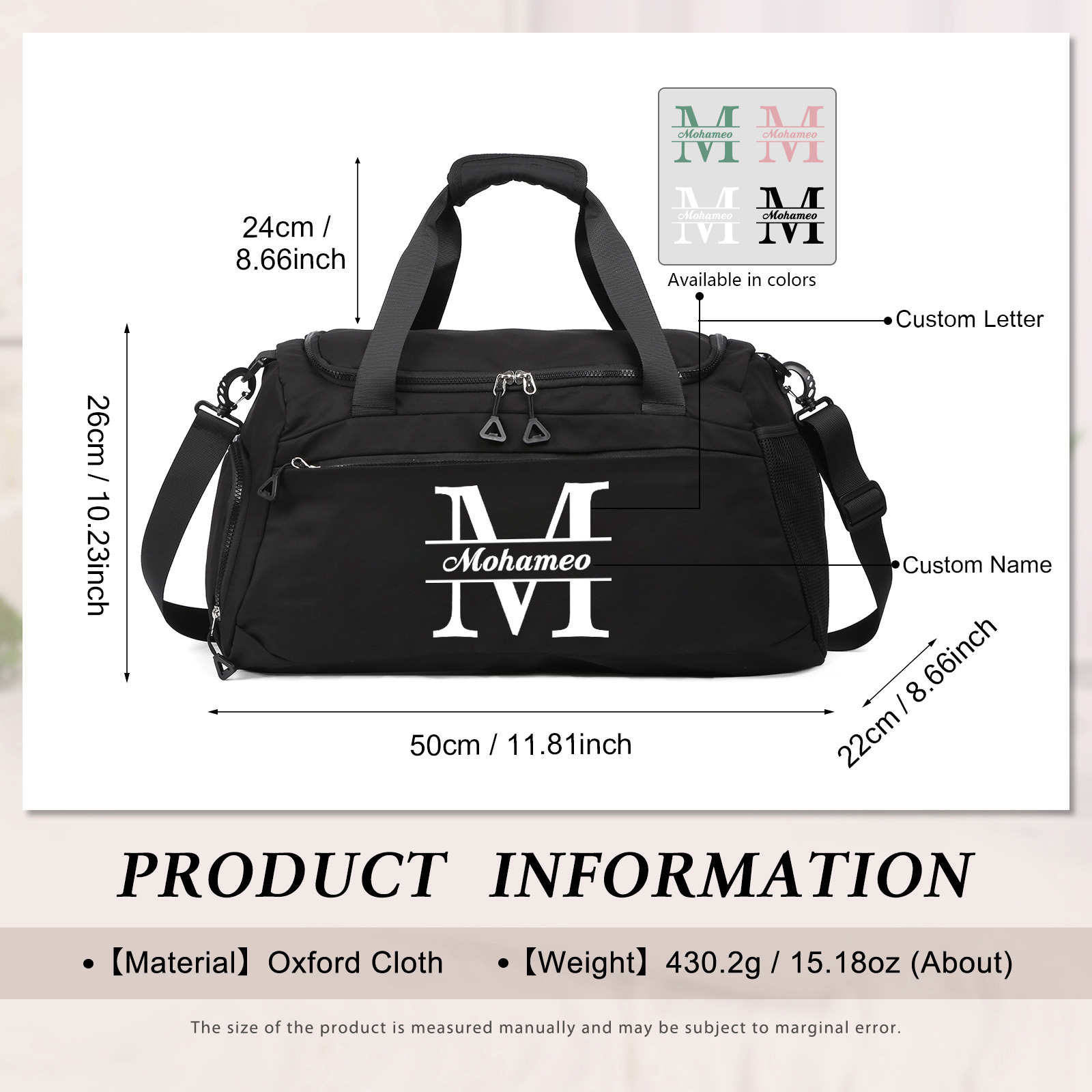 Personalized Travel Bag with Custom Name Perfect Gift for Men & Women
