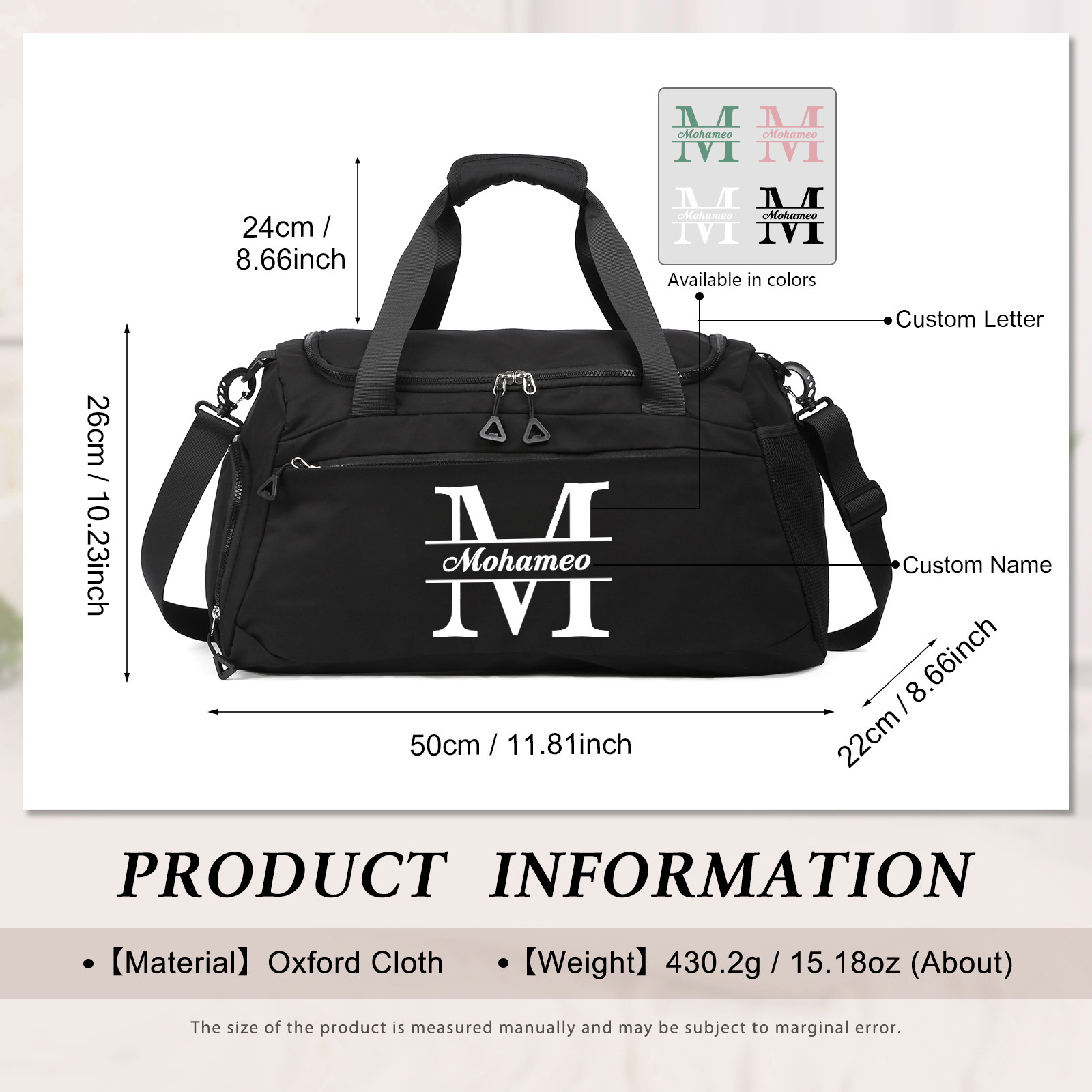 Personalized Travel Bag with Custom Name Perfect Gift for Men & Women