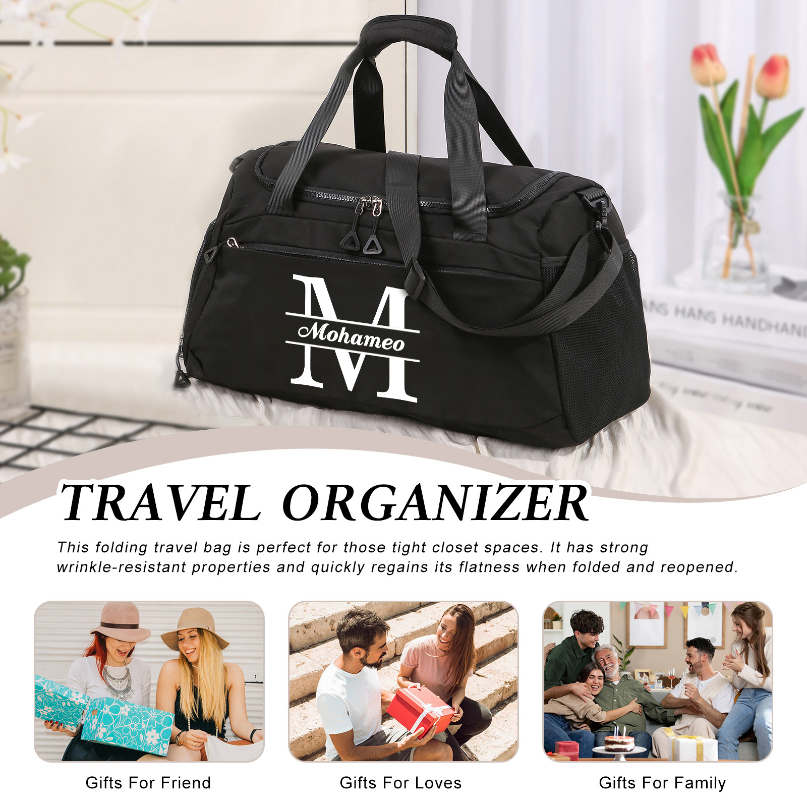 Personalized Travel Bag with Custom Name Perfect Gift for Men & Women