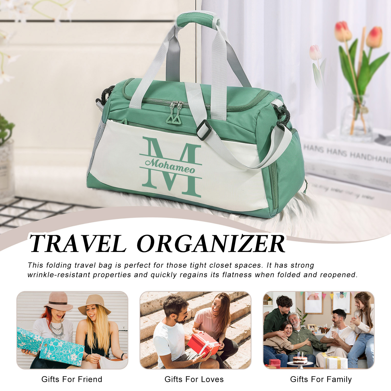 Personalized Travel Bag with Custom Name Perfect Gift for Men & Women