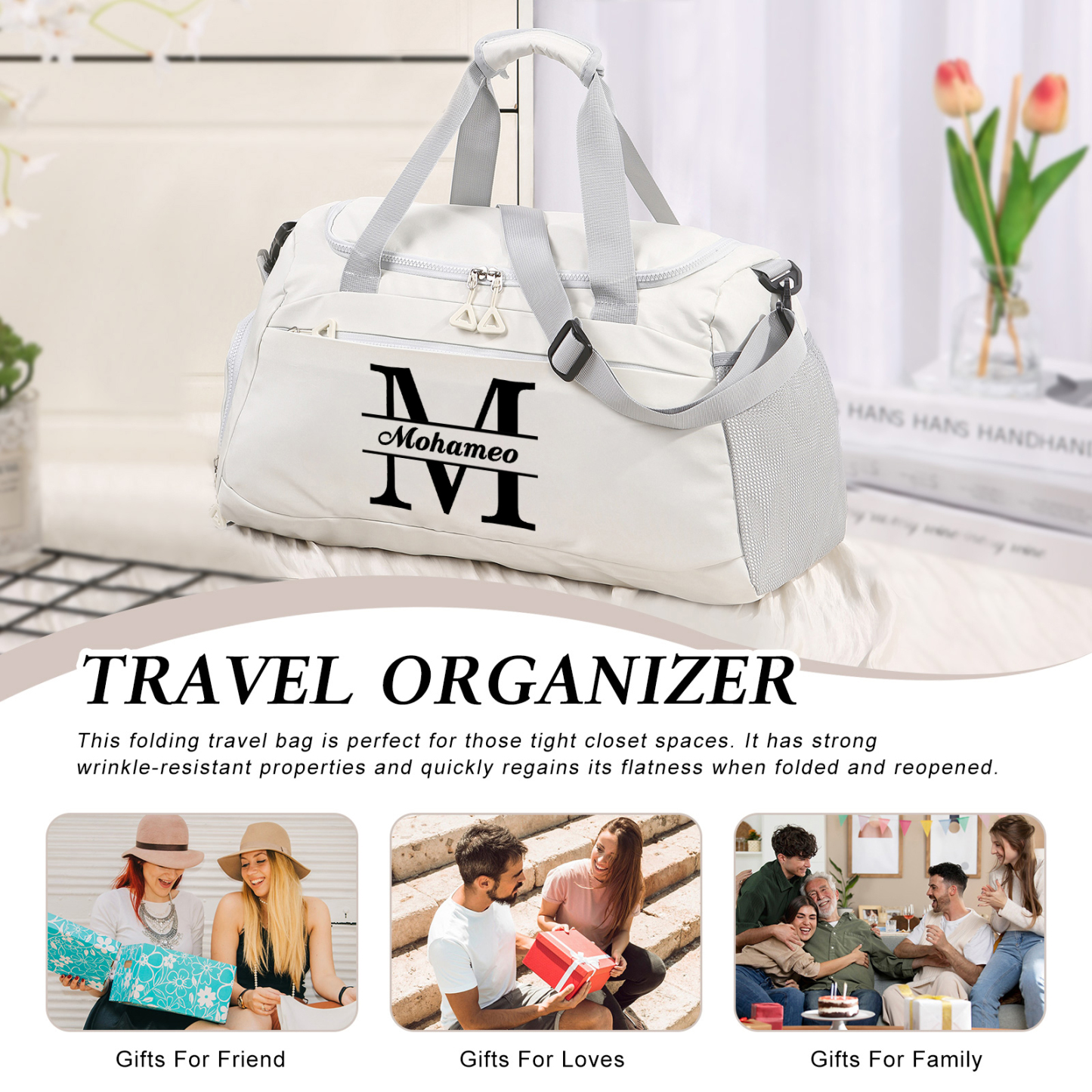 Personalized Travel Bag with Custom Name Perfect Gift for Men & Women