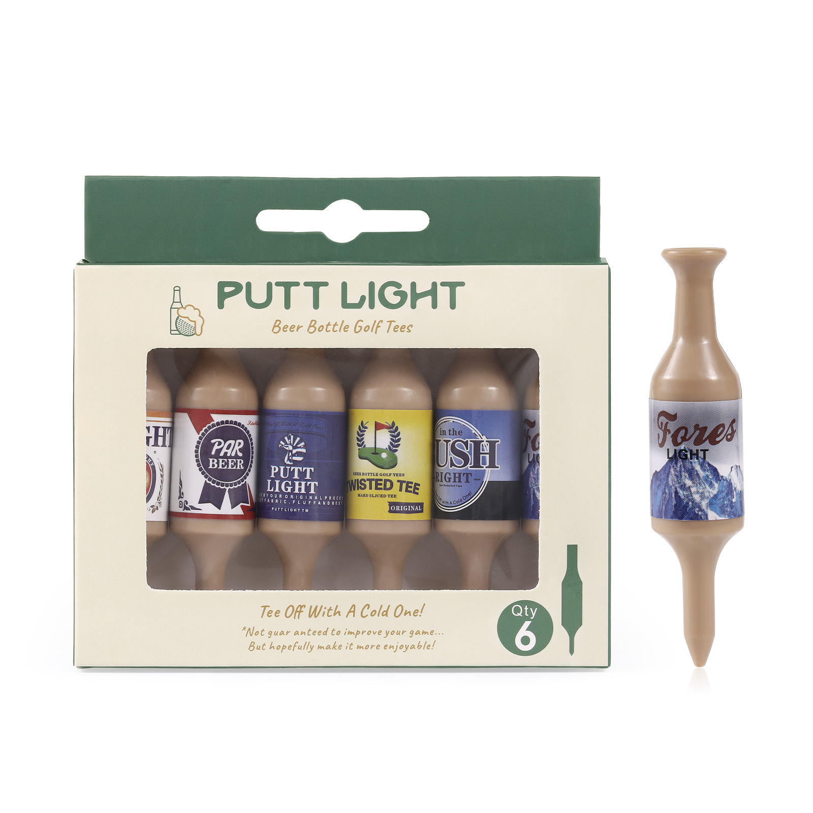 Virtually Unbreakable Golf Tees Recyclable Plastic Golf Tee 6 Pack Gift for Him