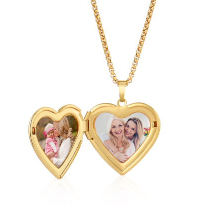 Personalized Photo Locket Necklace Gold Mother of Pearl Customisable Keepsake Gift for Mothers Day Birthday for Mum Wife Grandma | Lorajewel