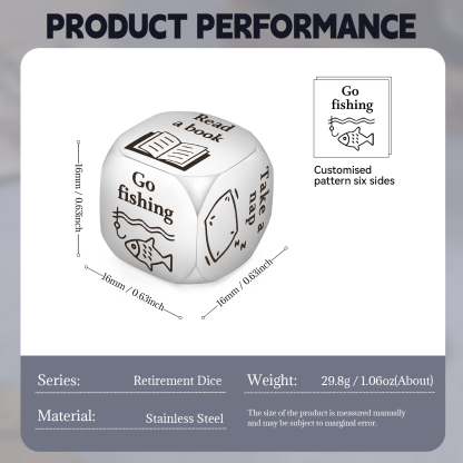 Personalized Retirement Dice Custom 6 Patterns Funny Gifts for Family Friends