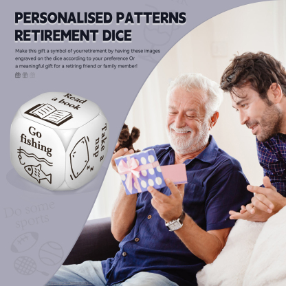 Personalized Retirement Dice Custom 6 Patterns Funny Gifts for Family Friends