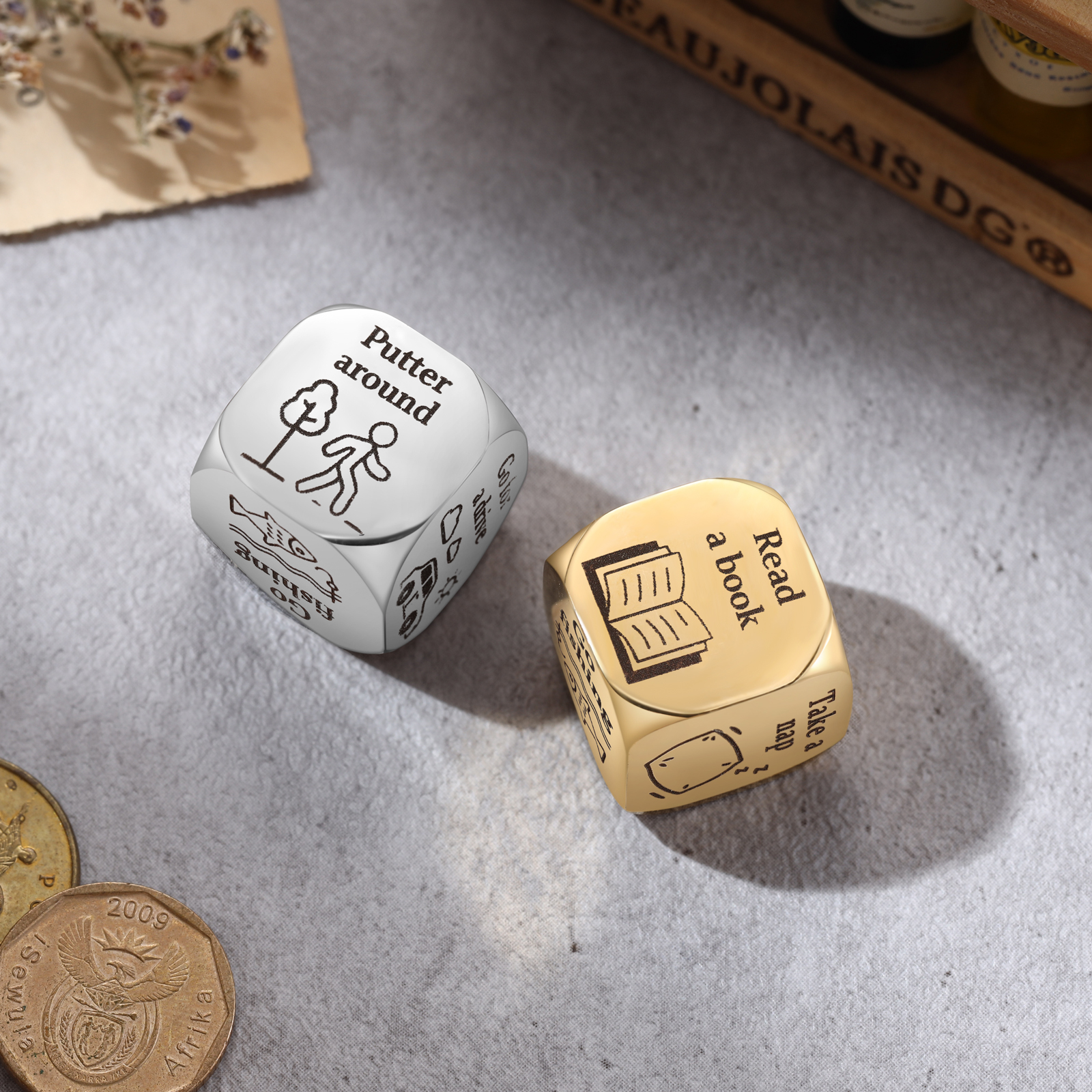 Personalized Retirement Dice Custom 6 Patterns Funny Gifts for Family Friends