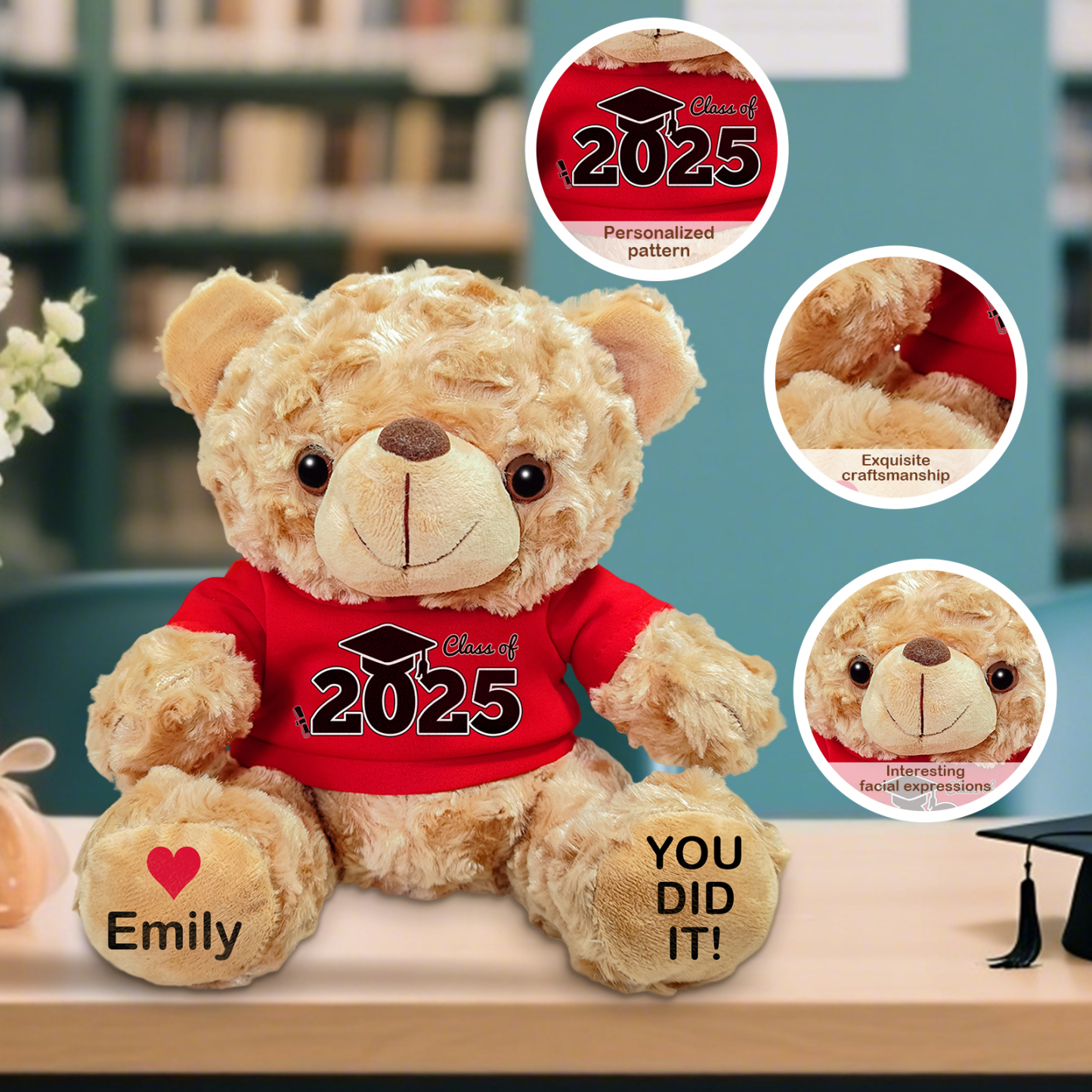 Personalized Graduation Teddy Bear - Custom Gift with Name & Year | Lorajewel