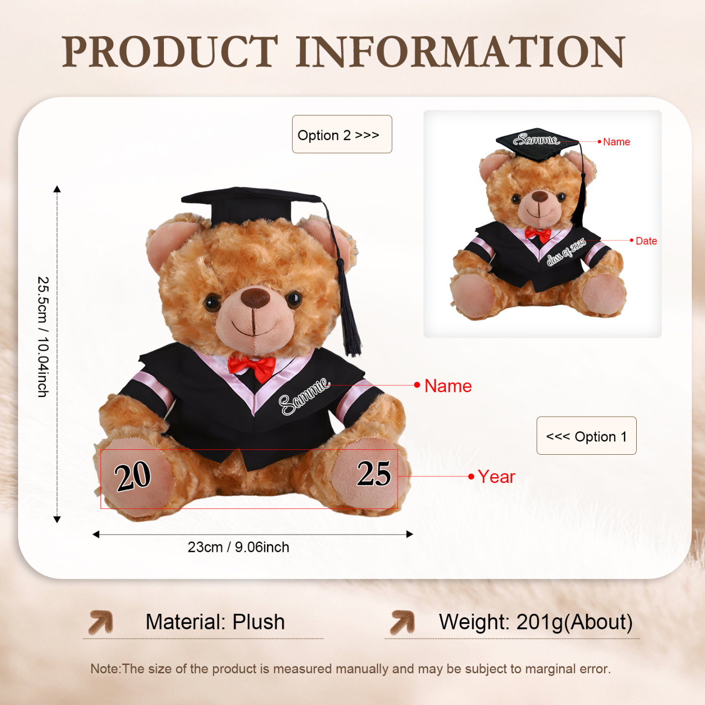 Custom Graduation Teddy Bear – Personalized Plush Keepsake with Name & Year | Lorajewel