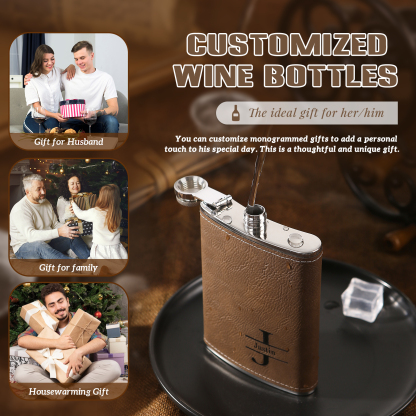Personalized Portable Hip Flask Custom Name & Initial Gift for Him