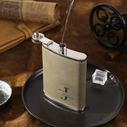 Personalized Portable Hip Flask Custom Name & Initial Gift for Him