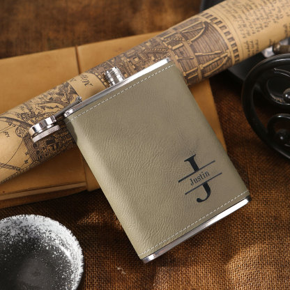 Personalized Portable Hip Flask Custom Name & Initial Gift for Him