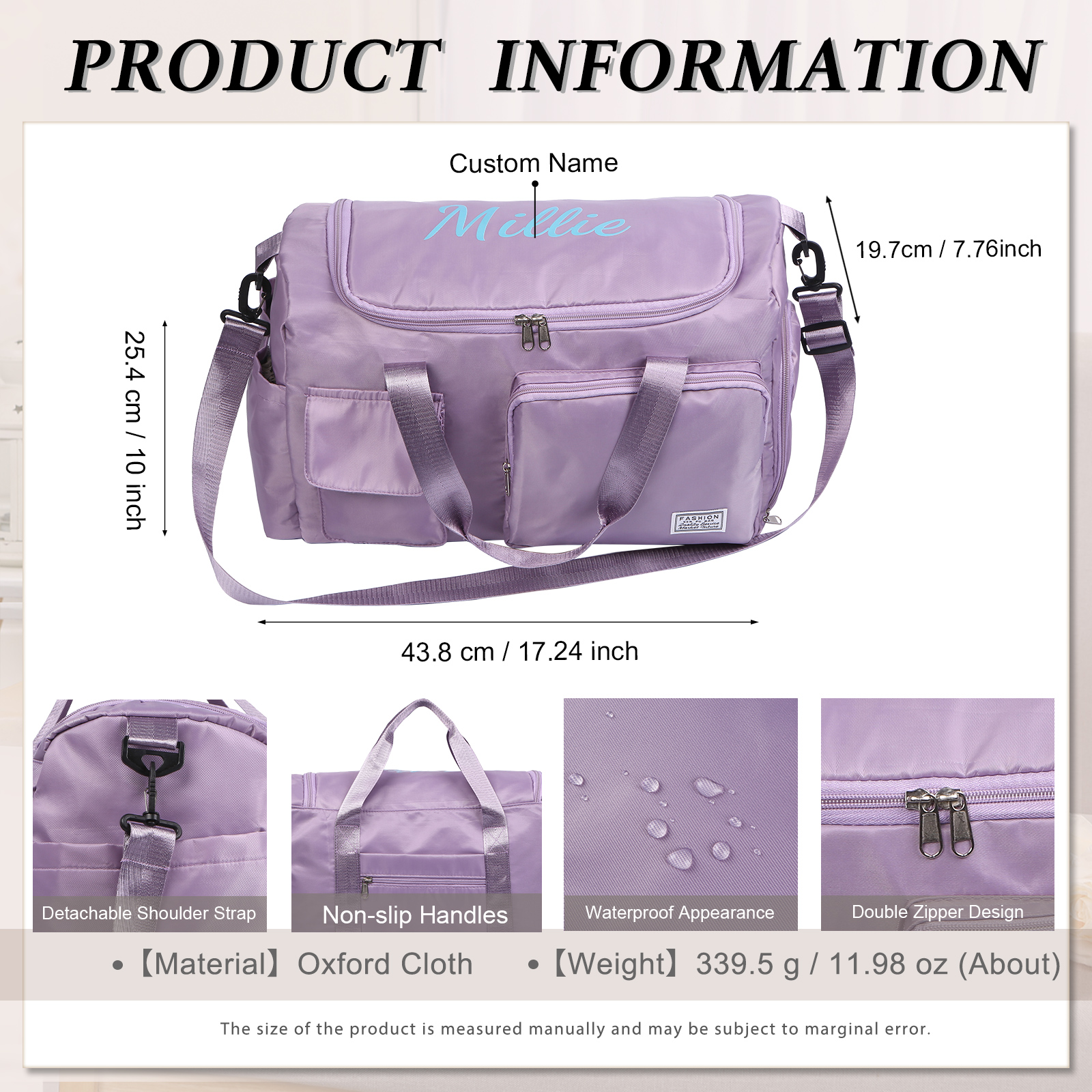 Personalized Waterproof Travel Bag with Custom Name Perfect Gift for Her