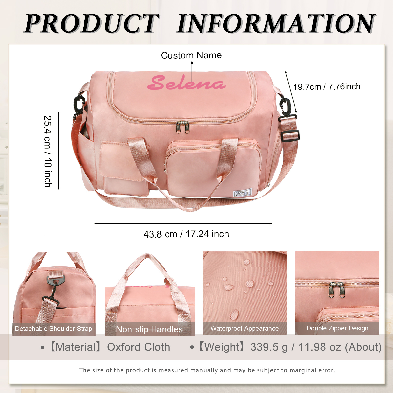 Personalized Waterproof Travel Bag with Custom Name Perfect Gift for Her