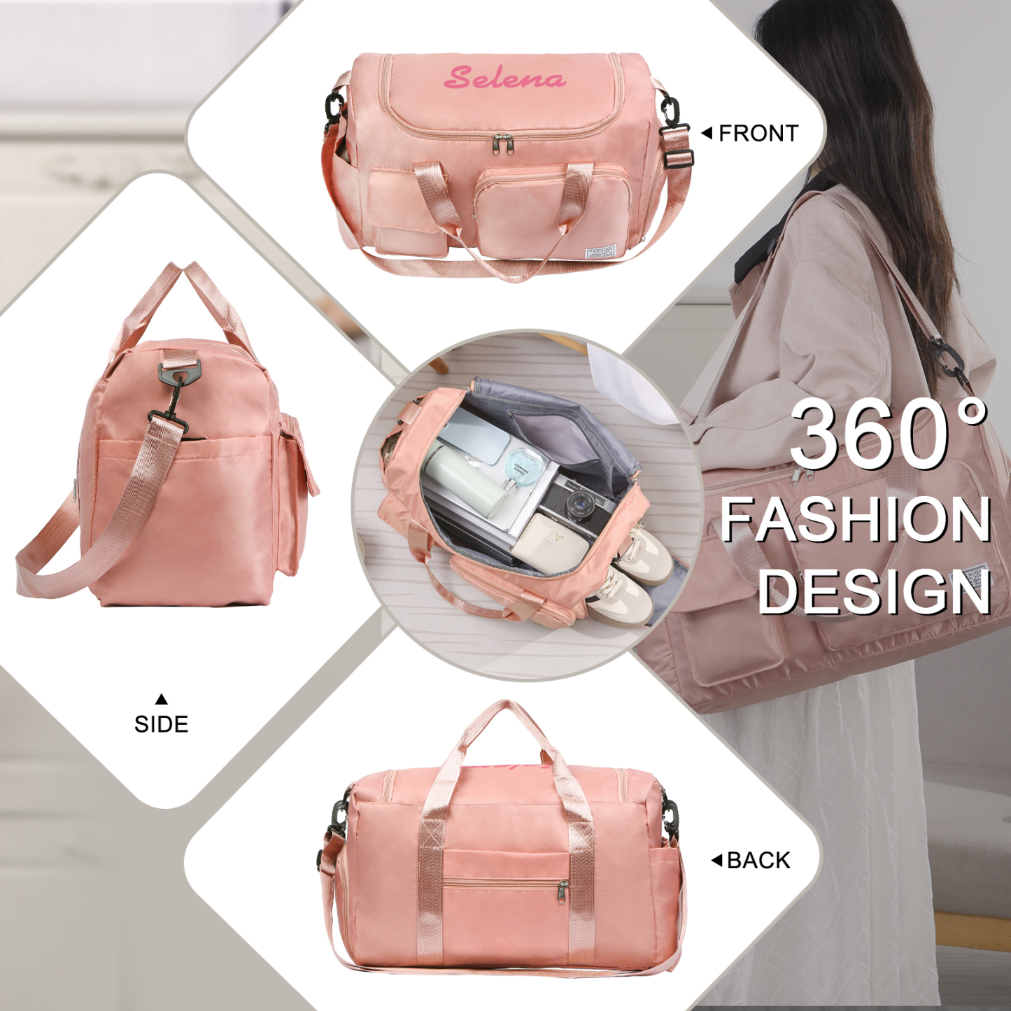 Personalized Waterproof Travel Bag with Custom Name Perfect Gift for Her