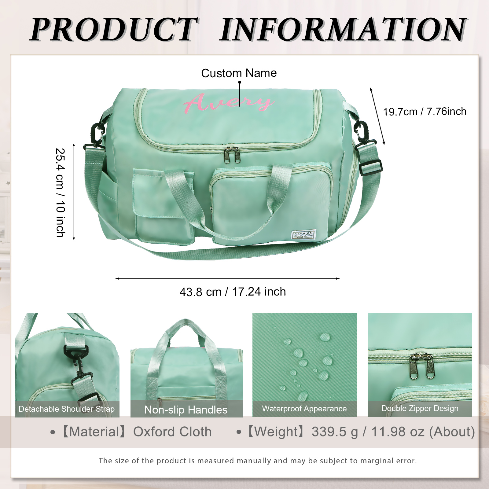 Personalized Waterproof Travel Bag with Custom Name Perfect Gift for Her