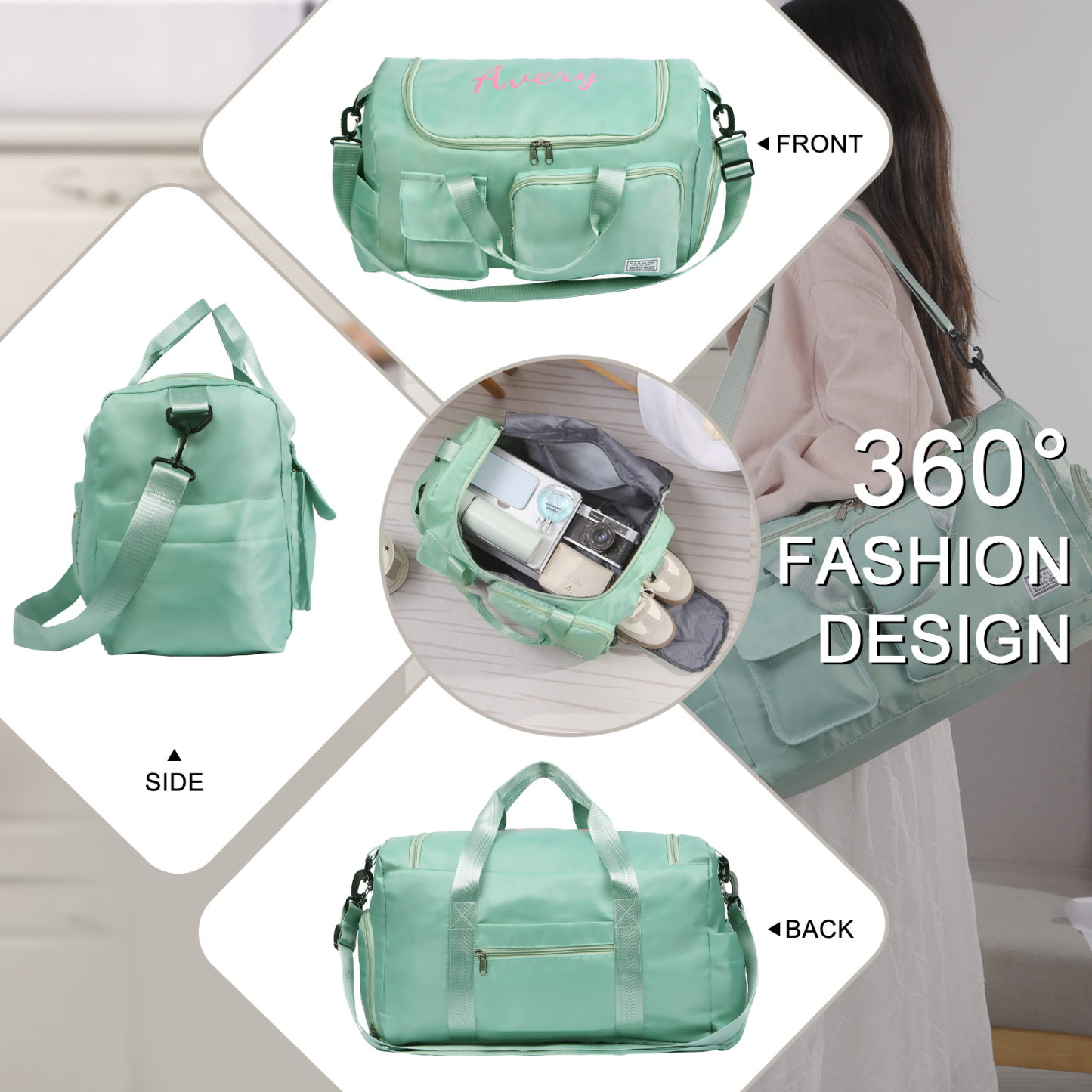 Personalized Waterproof Travel Bag with Custom Name Perfect Gift for Her