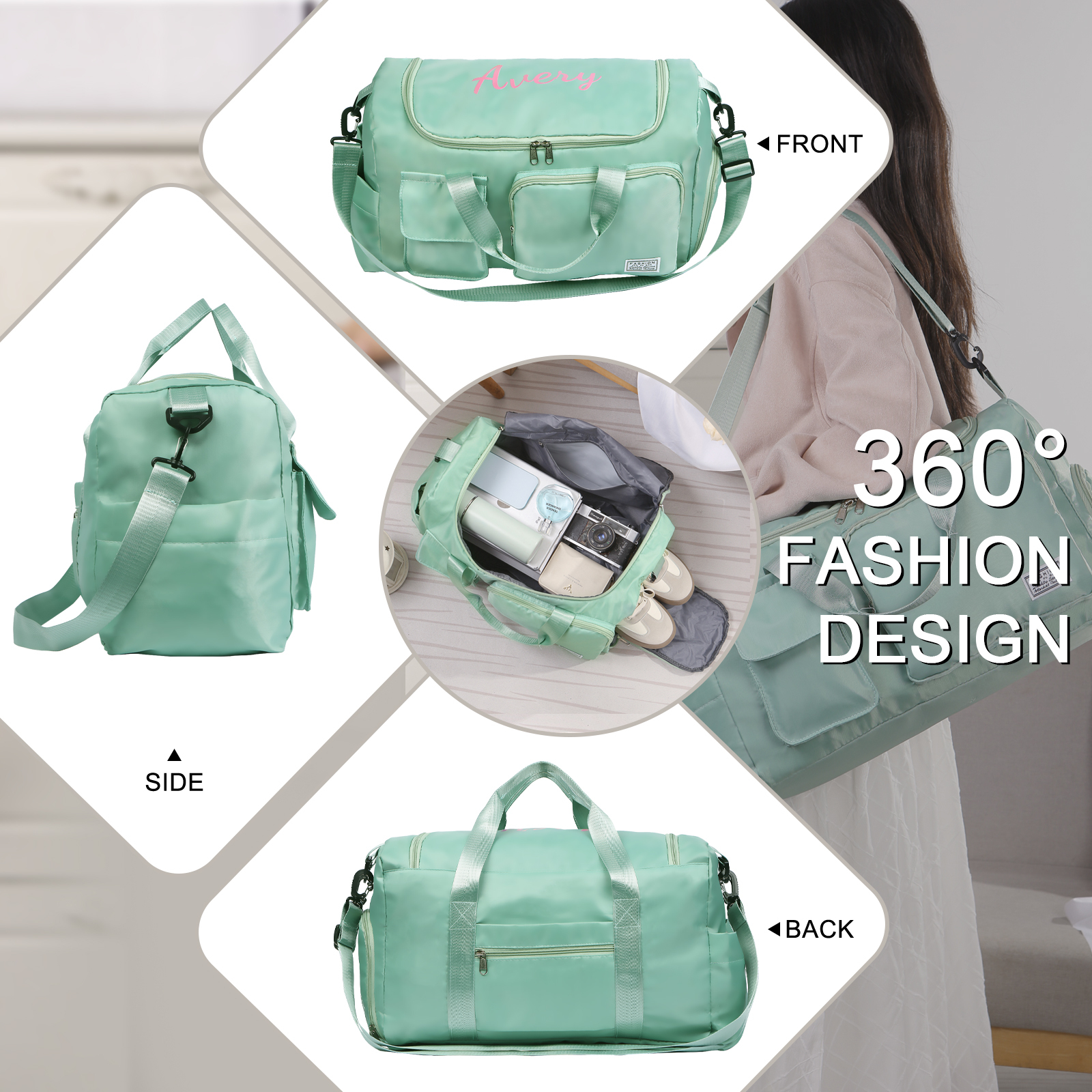 Personalized Waterproof Travel Bag with Custom Name Perfect Gift for Her