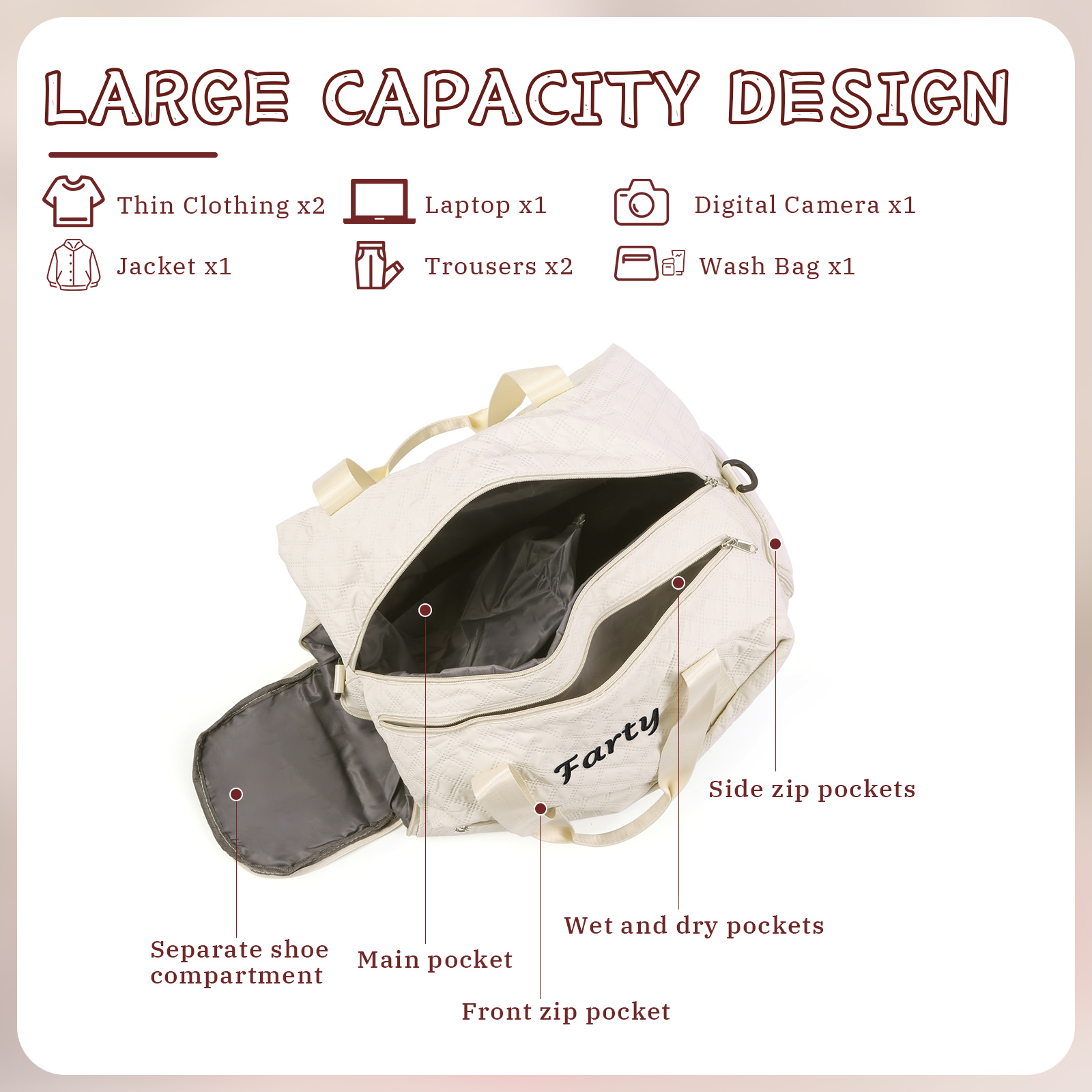 Personalized Name Travel Bag Waterproof and Stylish Gift for Her