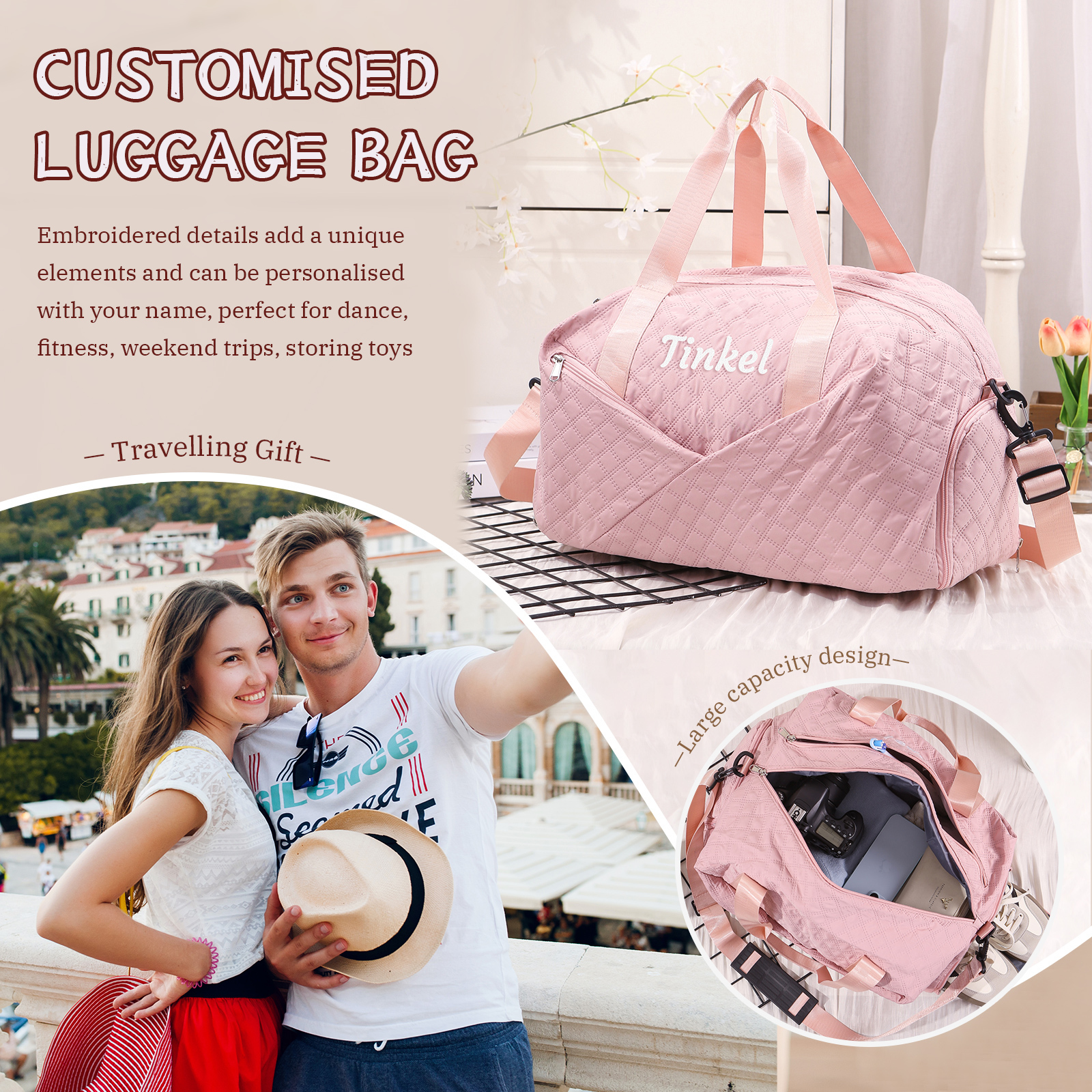 Personalized Name Travel Bag Waterproof and Stylish Gift for Her