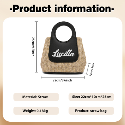 Personalized Straw Handbag – Custom Name Beach Bag for Women | Lorajewel