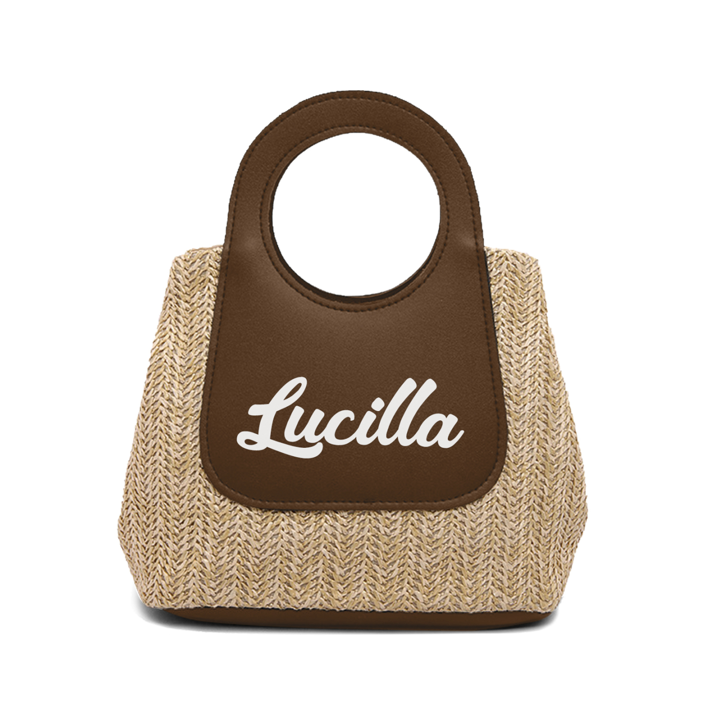 Personalized Straw Handbag – Custom Name Beach Bag for Women | Lorajewel