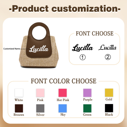 Personalized Straw Handbag – Custom Name Beach Bag for Women | Lorajewel
