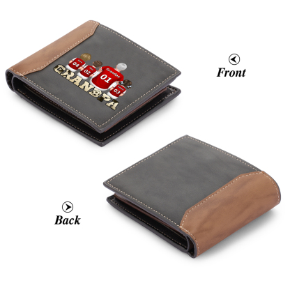 Custom Leather Wallet Personalized with 1-6 Names Grandparents Day Gift for Grandpa | Lorajewel