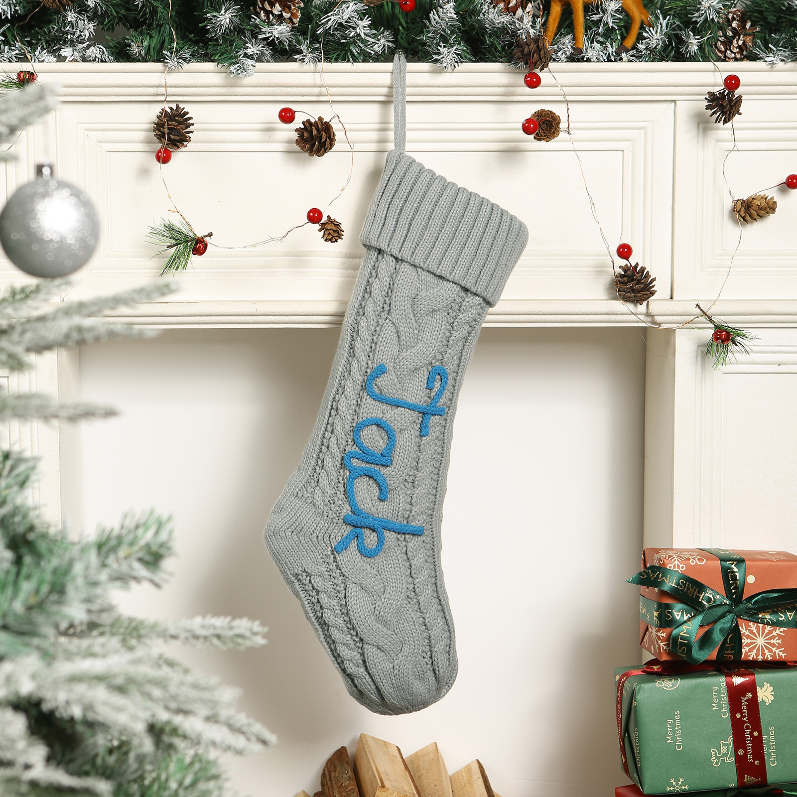 Personalized Chunky Cable-Knit Christmas Stocking