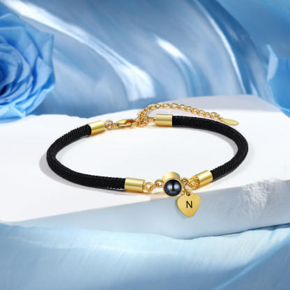 Personalized Photo Projection Rope Bracelet with Initial