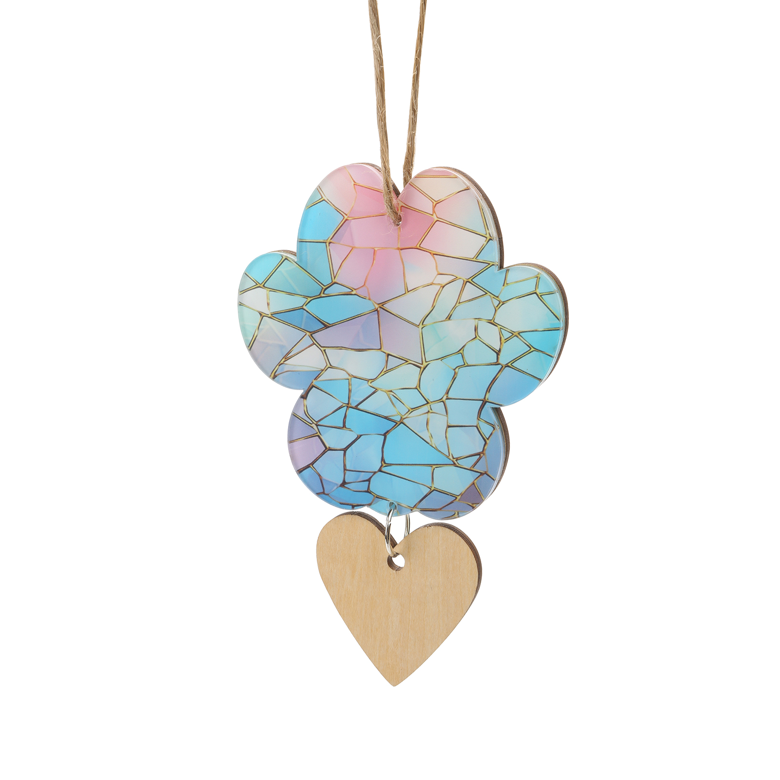 Custom Stained Glass Pet Paw Memorial Ornament