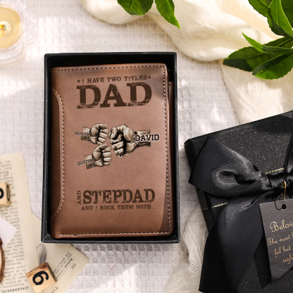 Custom Dad Fist Bump Leather Wallet