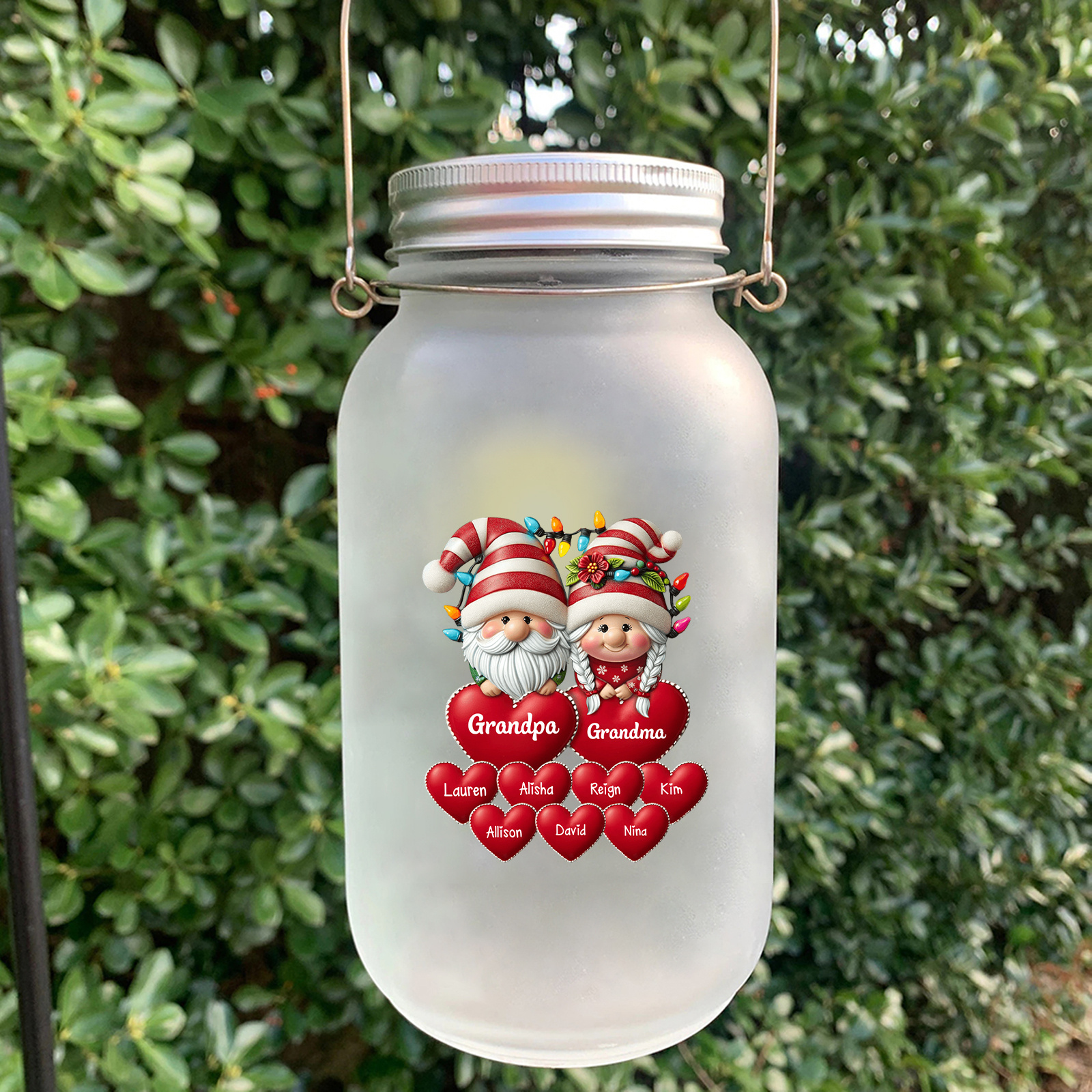 Personalized Santa Christmas Solar Mason Jar Light