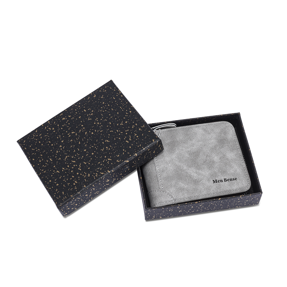 Luxury Men Wallet Packing Box – Black Speckled Gift Box for Wallets