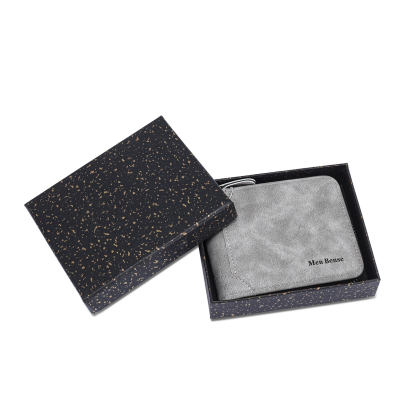 Luxury Men Wallet Packing Box – Black Speckled Gift Box for Wallets