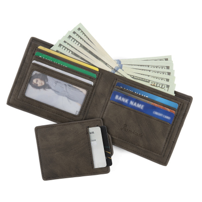 Personalized Men Leather Wallet Custom 1 Letter & 1 Text & 1 Photo Folding Wallet Gifts for Him