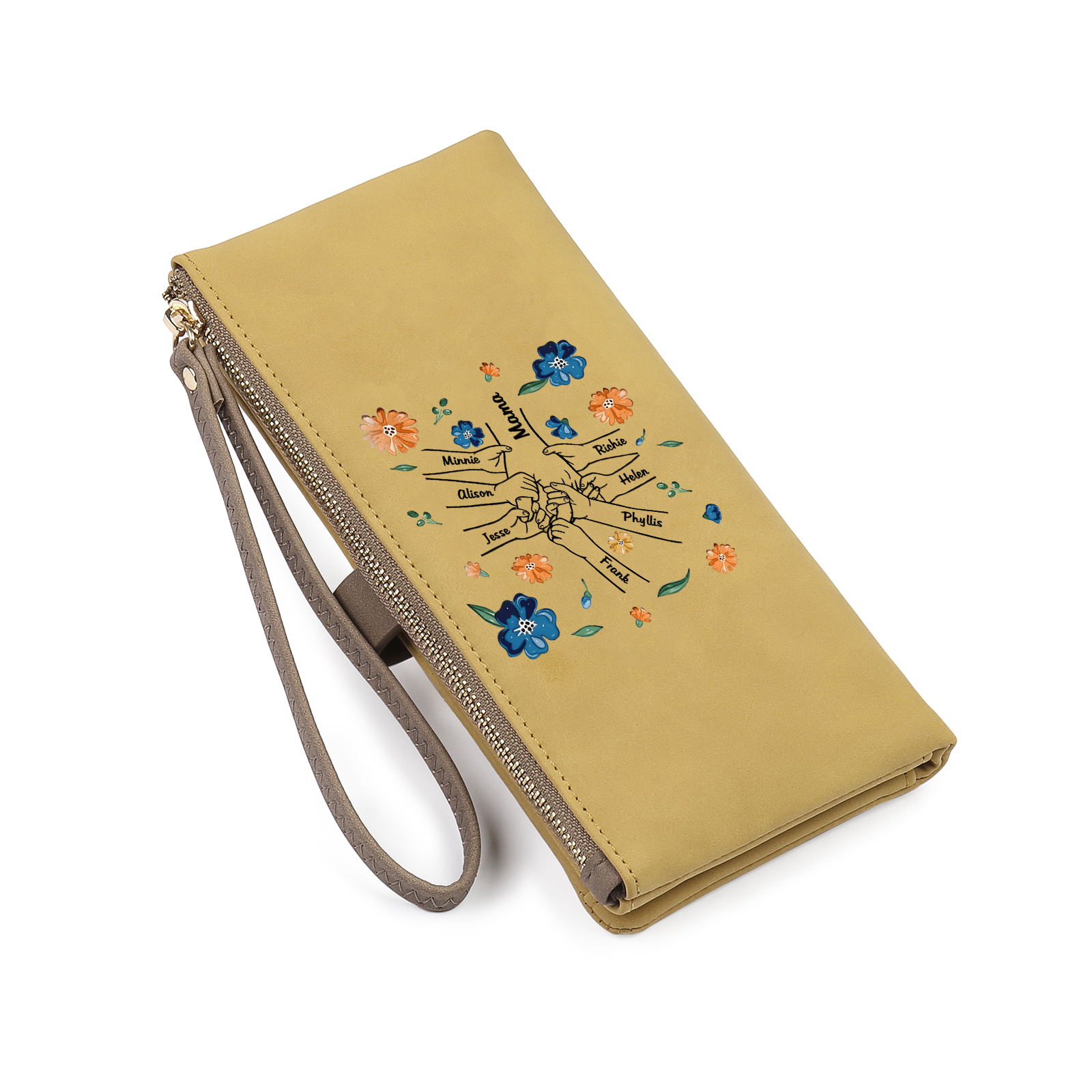 Personalised 8 Names PU Leather Wallet, Custom Long Wallet Gift For Her | Jessemade