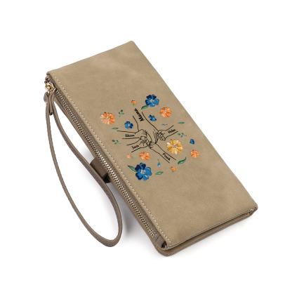 Personalised 5 Names PU Leather Wallet, Custom Long Wallet Gift For Her | Jessemade