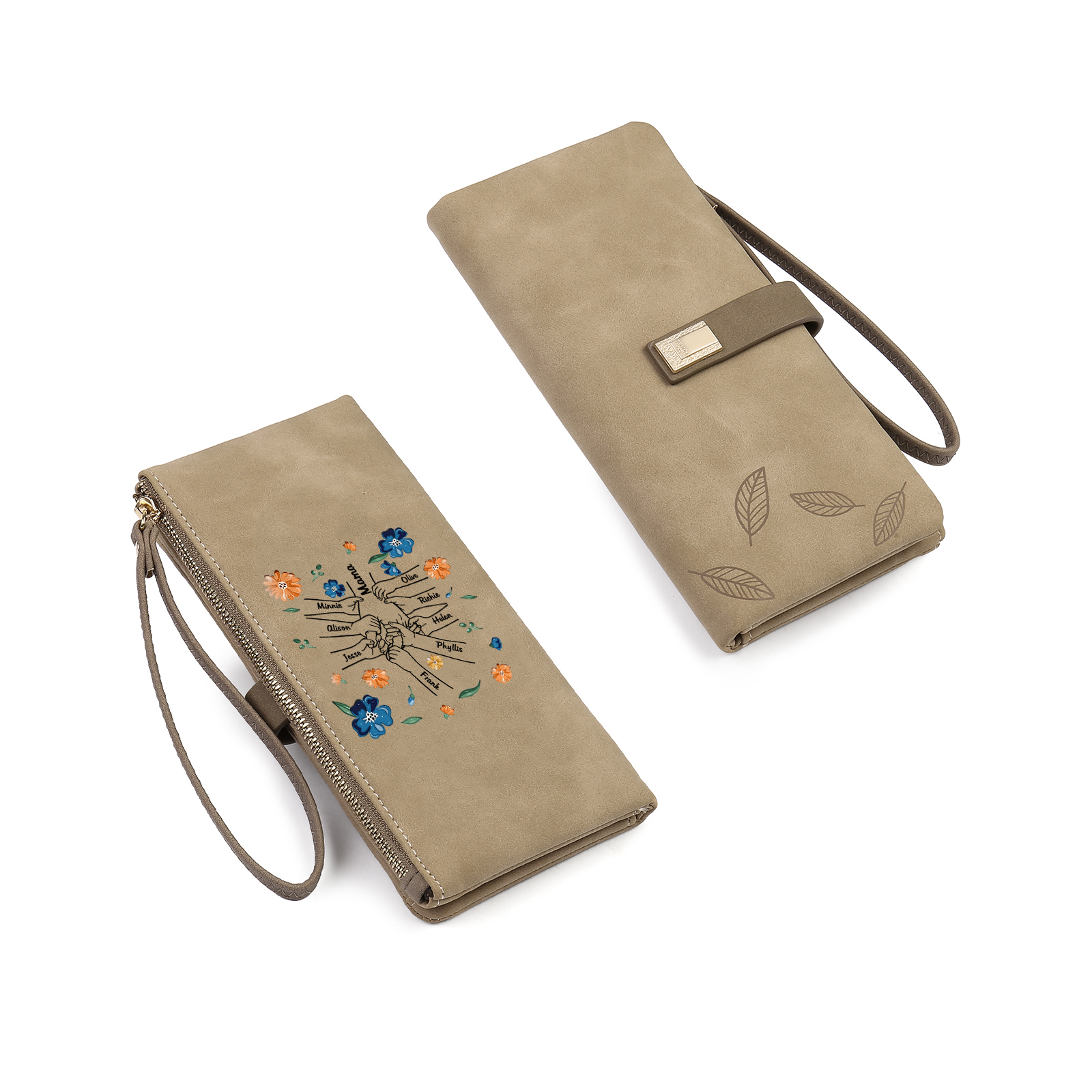 Personalised 9 Names PU Leather Wallet, Custom Long Wallet Gift For Her | Jessemade